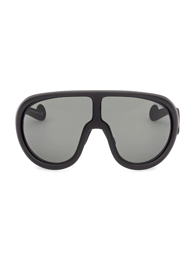 Shop Moncler Women's 73mm Shield Sunglasses In Black