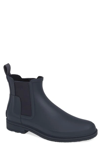 Shop Hunter Original Refined Waterproof Chelsea Boot In Navy Rubber