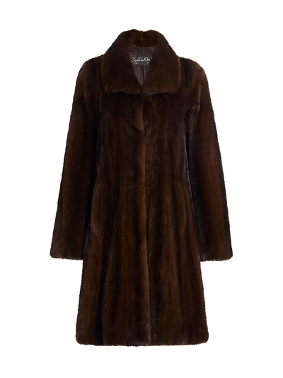 Shop The Fur Salon Zandra Rhodes For  Mink Fur A-line Coat In Mahogany