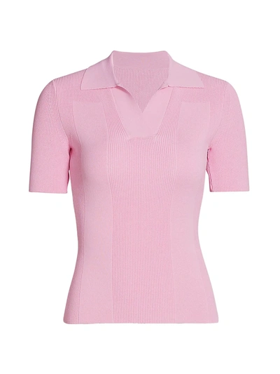 Shop Jacquemus Mesh Polo Knit Shirt In Light Pink