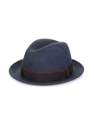 Shop Saks Fifth Avenue Men's Collection Wool Fedora In Navy