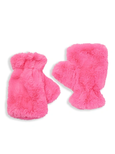 Shop Apparis Ariel Faux Fur Fingerless Gloves In Pink