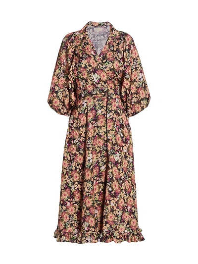 Shop Bytimo Women's Floral Wrap Midi Dress In Field