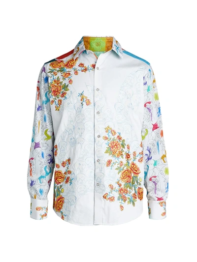 Shop Robert Graham Men's Art Of Murro Floral-print Sport Shirt In Neutral