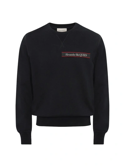 Shop Alexander Mcqueen Men's Logo Tape Sweatshirt In Black