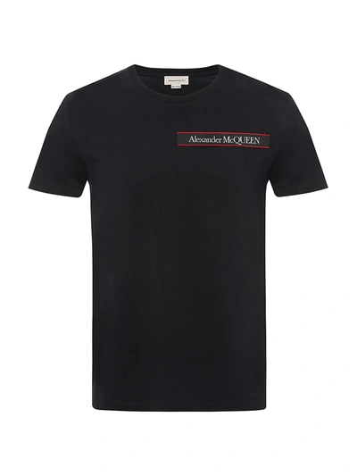 Shop Alexander Mcqueen Men's Logo Tape T-shirt In Black