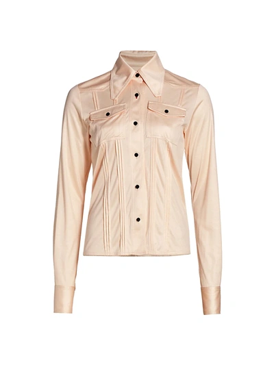 Shop Victoria Beckham Slim-fit Pintuck Silk Shirt In Cream