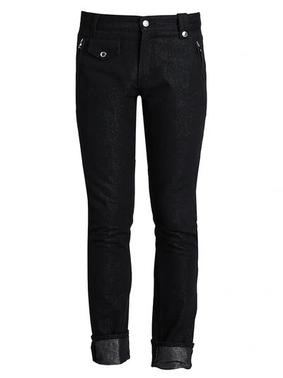 Shop Alexander Mcqueen Zip Pocket Jeans In Black Silver