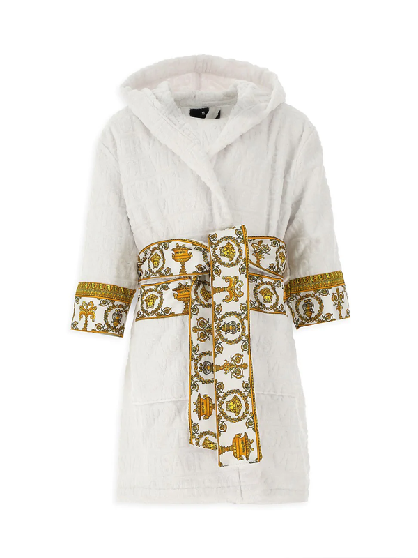 Versace Little Kid's & Kid's Decorative Trim Cotton Robe In White