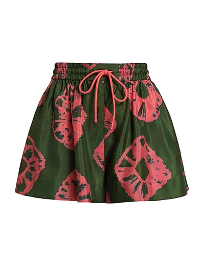 Shop Zimmermann Poppy Relaxed Silk Shorts In Tie Dye Pink