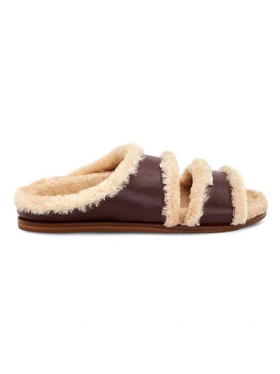 Shop Aquatalia Imina Shearling-lined Leather Slippers In Wine Sand