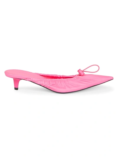 Shop Balenciaga Scrunch Leather Mules In Fluo Pink