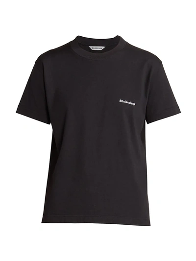 Shop Balenciaga Women's Small Fit Logo T-shirt In Black White