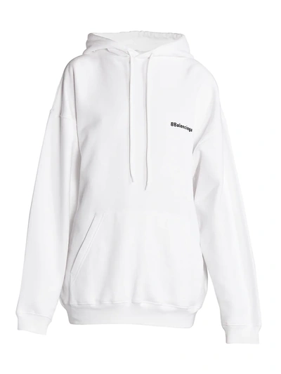 Shop Balenciaga Women's Medium-fit Logo Hoodie In White Black