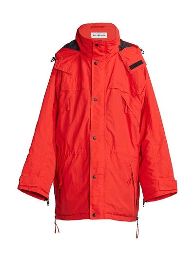 Shop Balenciaga Zip Micro Canvas Nylon Parka In Red