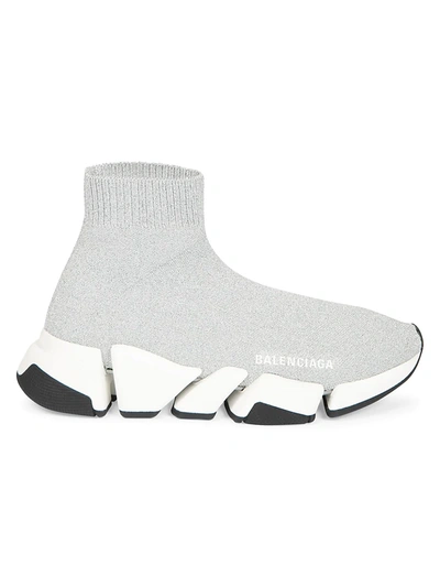 Shop Balenciaga Speed 2.0 Sock Sneakers In Silver