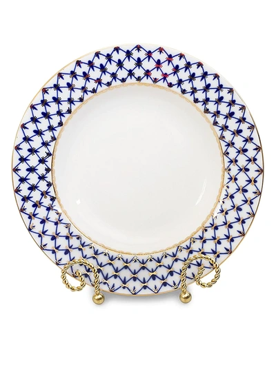 Shop Imperial Porcelain Cobalt Net Porcelain Dinner Plate In Blue
