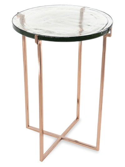 Shop Anaya Rose Goldtone Metal & Glass Side Table