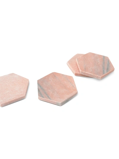 Shop Anaya 4-piece Marble Hexagon Coaster Set