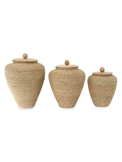 Shop Anaya Wood Lid Seagrass Rope Decorative Jar
