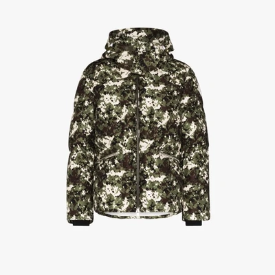 Shop Moncler Blanc Camouflage Print Puffer Jacket In White