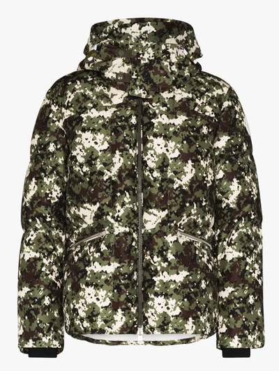 Shop Moncler Blanc Camouflage Print Puffer Jacket In White