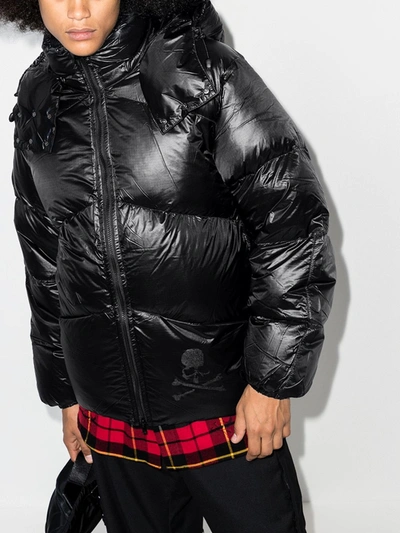 Shop Mastermind Japan Black X Rocky Mountain Hooded Puffer Jacket