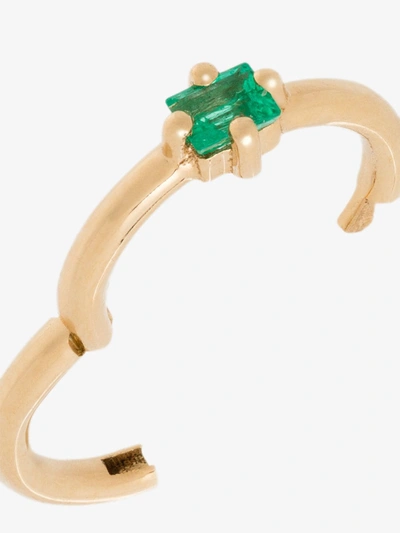 Shop Lizzie Mandler Fine Jewelry 18k Yellow Gold Emerald Hoop Earring