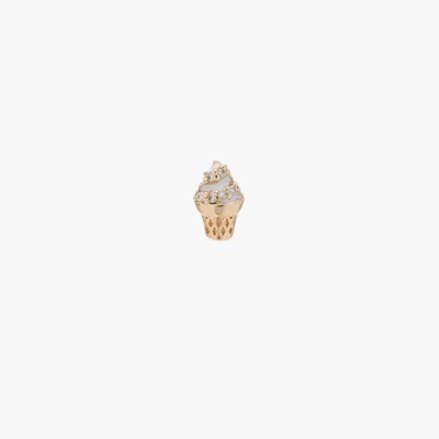 Shop Alison Lou 14k Yellow Gold Ice Cream Cone Diamond Single Stud Earring