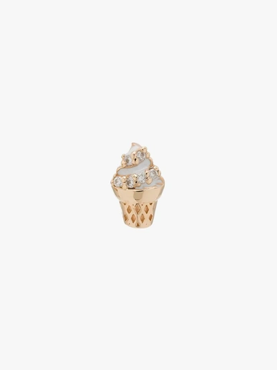 Shop Alison Lou 14k Yellow Gold Ice Cream Cone Diamond Single Stud Earring