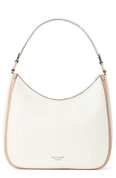 Shop Kate Spade Roulette Large Leather Hobo Bag In Parchment Multi