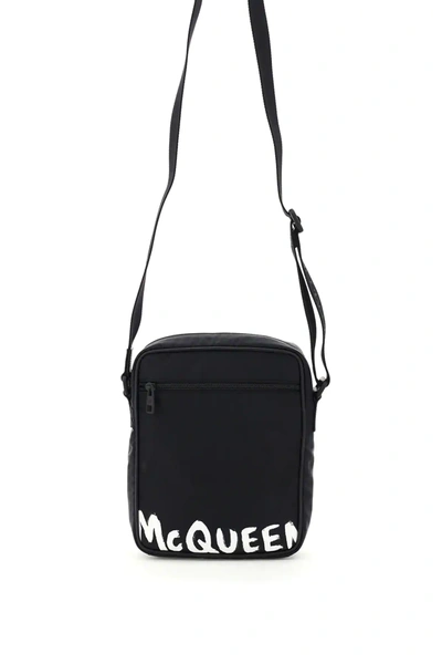 Shop Alexander Mcqueen Urban Bag With Graffiti Logo In Black,white