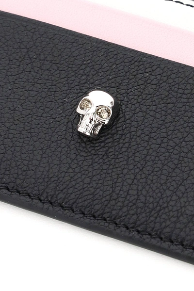 Shop Alexander Mcqueen Skull Multicolor Leather Card Holder In White,black,pink