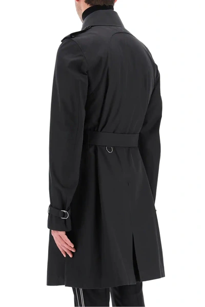 Shop Alexander Mcqueen Double-breasted Cotton Trench Coat In Black