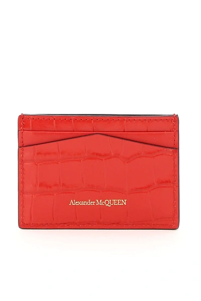 Shop Alexander Mcqueen Skull Card Holder In Red