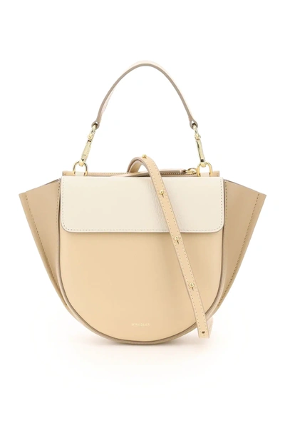 Shop Wandler Hortensia Mini Multitone Leather Bag In Beige,white