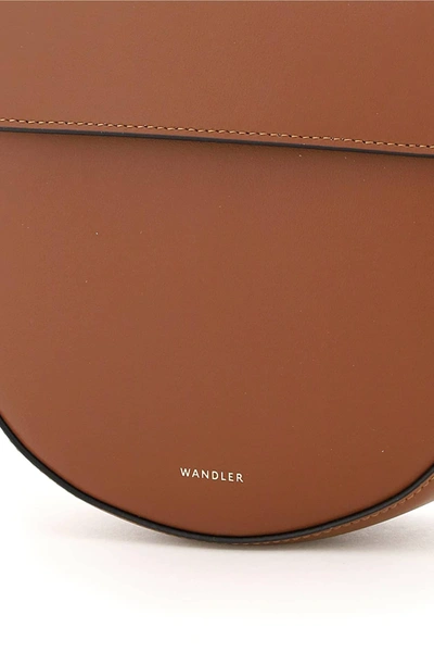 Shop Wandler Hortensia Mini Leather Bag In Brown