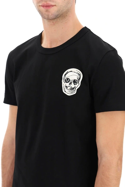 Shop Alexander Mcqueen Patch Skull T-shirt In Black,silver,metallic