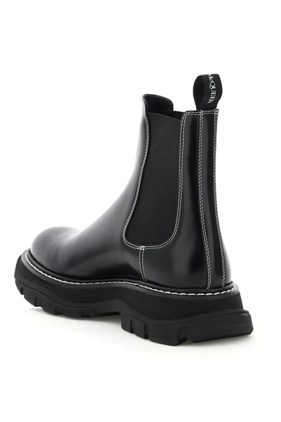 Shop Alexander Mcqueen Leather Chelsea Boots In Black