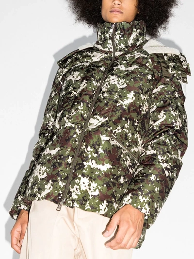 Shop Moncler Blanc Camouflage-print Down Jacket In White