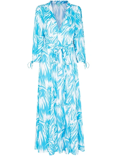 Shop Melissa Odabash Gabby Brushstroke Print Wrap Dress In Blue