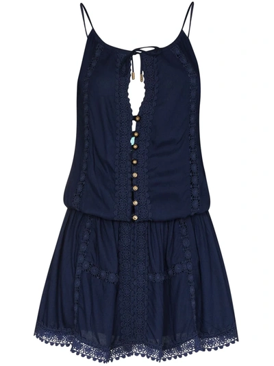 Shop Melissa Odabash Button Placket Mini Dress In Blue