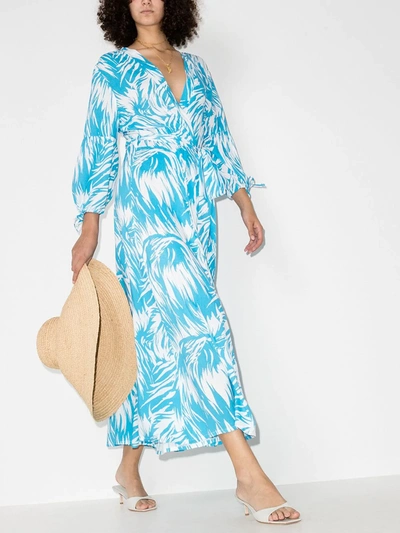 Shop Melissa Odabash Gabby Brushstroke Print Wrap Dress In Blue