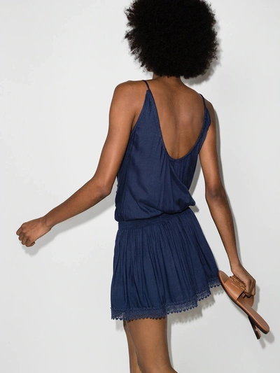 Shop Melissa Odabash Button Placket Mini Dress In Blue