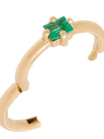 Shop Lizzie Mandler Fine Jewelry 18kt Yellow Gold Emerald Single Hoop Earring