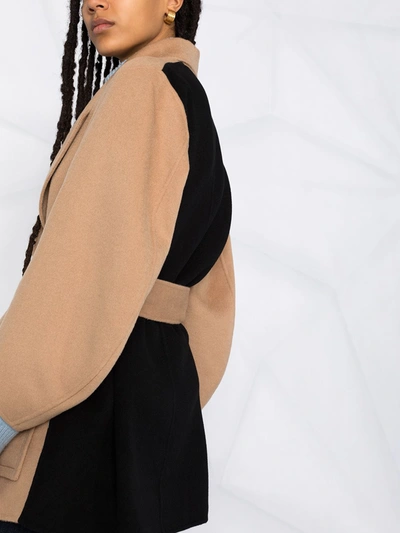 Shop Dorothee Schumacher Contrast-panel Belted Jacket In Neutrals