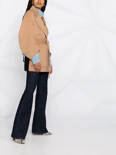 Shop Dorothee Schumacher Contrast-panel Belted Jacket In Neutrals