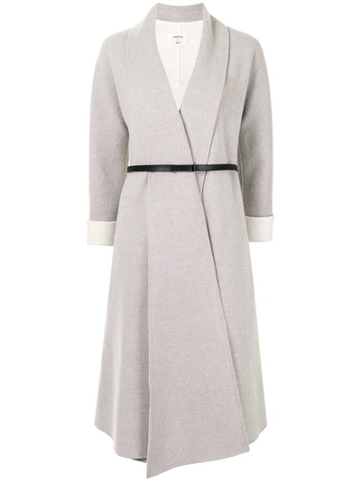 Shop Onefifteen Belted Wool-blend Coat In Grey