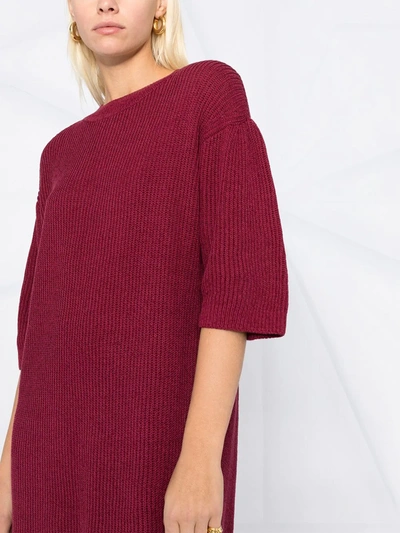 Shop See By Chloé Knitted Short-sleeve Dress In Purple