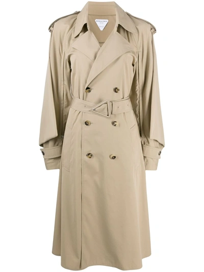 Shop Bottega Veneta Wide Sleeves Trench Coat In Neutrals